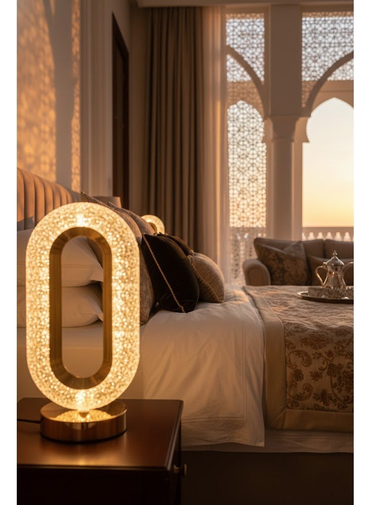 Crystal Modern Oval Light Lamp,Dimmable Touch Lamp with 3 Colors, Rechargeable Night Light with USB Port - Image 2